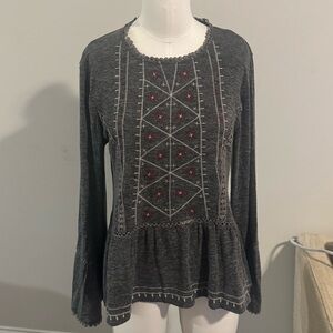 Annabelle Gray Blouse with Embroidery